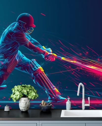 vaaleanpunainen ja sininen krikettiseinämaalaus nimeltä Neon Cricket lasten makuuhuoneisiin vaaleanpunainen ja sininen krikettiseinämaalaus nimeltä Neon Cricket lasten makuuhuoneisiin