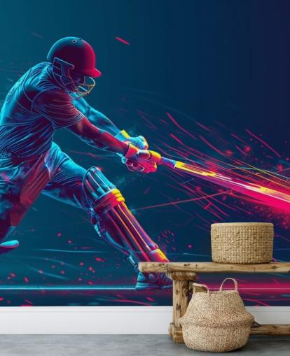 pink and blue cricket wall mural called Neon Cricket for children's bedrooms