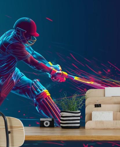 pink and blue cricket wall mural called Neon Cricket for children's bedrooms