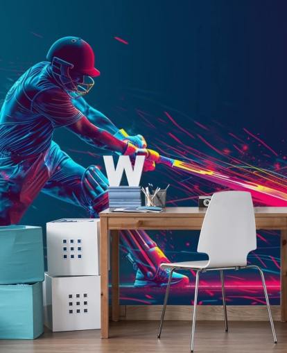 pink and blue cricket wall mural called Neon Cricket for children's bedrooms pink and blue cricket wall mural called Neon Cricket for children's bedrooms