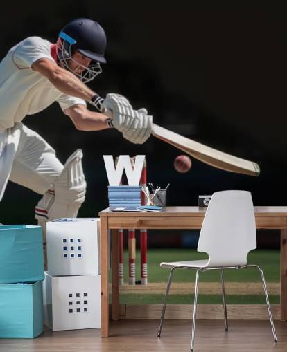cricket behangmuurschildering voor tienerkamers en sportclubs