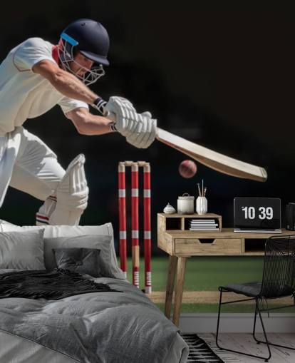 papier peint mural de cricket pour chambres d'adolescents et clubs de sport