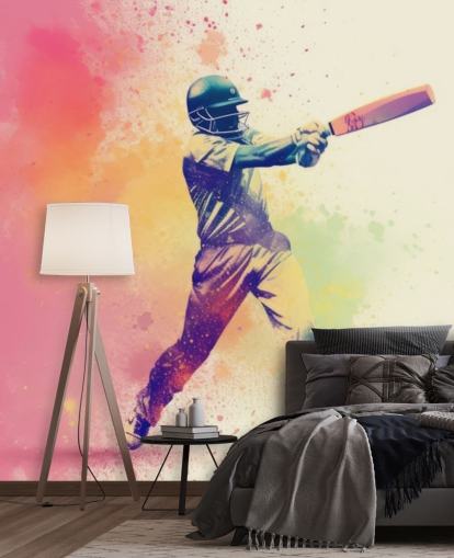 roze cricket muurschildering genaamd Pink Paint Cricket voor tienerkamers en bedrijven roze cricket muurschildering genaamd Pink Paint Cricket voor tienerkamers en bedrijven