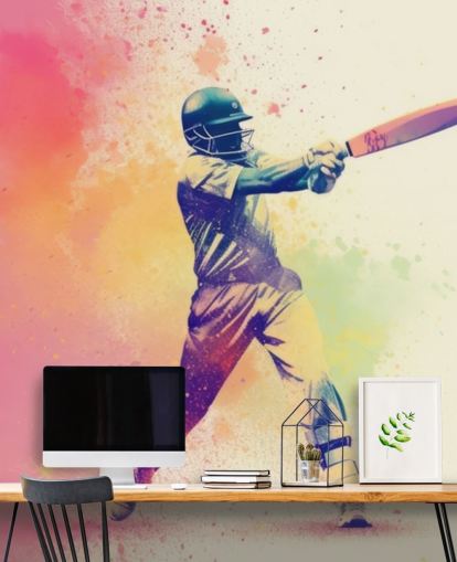 rosafarbenes Cricket-Wandbild namens Pink Paint Cricket für Jugendzimmer und Unternehmen