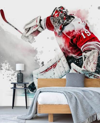 red and white hockey wallpaper called Hockey Goalie for bedrooms and hockey clubs red and white hockey wallpaper called Hockey Goalie for bedrooms and hockey clubs