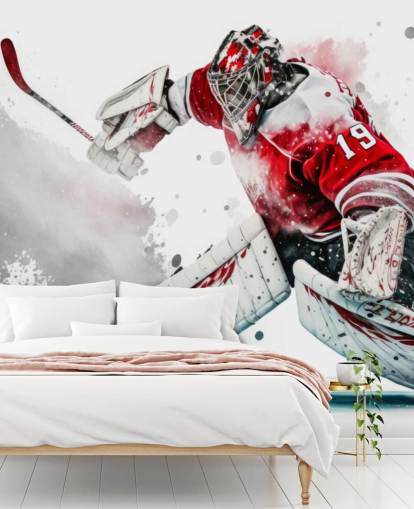 red and white hockey wallpaper called Hockey Goalie for bedrooms and hockey clubs red and white hockey wallpaper called Hockey Goalie for bedrooms and hockey clubs