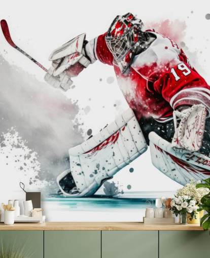 red and white hockey wallpaper called Hockey Goalie for bedrooms and hockey clubs red and white hockey wallpaper called Hockey Goalie for bedrooms and hockey clubs