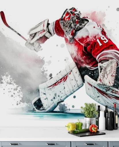 red and white hockey wallpaper called Hockey Goalie for bedrooms and hockey clubs red and white hockey wallpaper called Hockey Goalie for bedrooms and hockey clubs