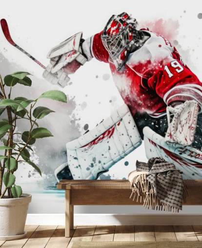 red and white hockey wallpaper called Hockey Goalie for bedrooms and hockey clubs red and white hockey wallpaper called Hockey Goalie for bedrooms and hockey clubs