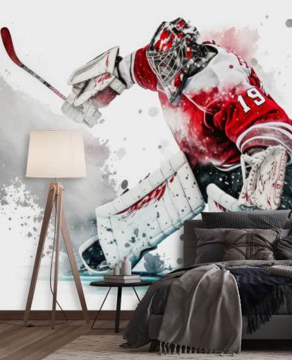 red and white hockey wallpaper called Hockey Goalie for bedrooms and hockey clubs red and white hockey wallpaper called Hockey Goalie for bedrooms and hockey clubs