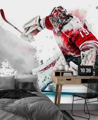 röd och vit hockey tapet kallad Hockey Goalie för sovrum och hockeyklubbar