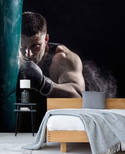murale di boxe scuro chiamato Punching Bag per palestre di boxe e camere da letto per adolescenti