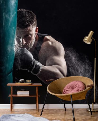 dark boxing wall mural called Punching Bag for boxing gyms and teen bedrooms
