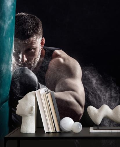 dark boxing wall mural called Punching Bag for boxing gyms and teen bedrooms