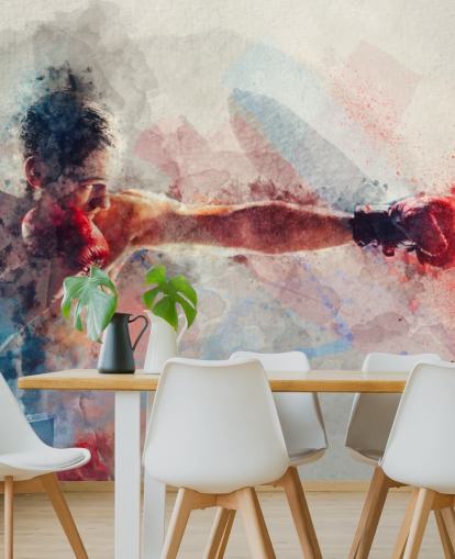 mural de pared de boxeo en acuarela llamado Jab para gimnasios de boxeo y dormitorios para adolescentes mural de pared de boxeo en acuarela llamado Jab para gimnasios de boxeo y dormitorios para adolescentes