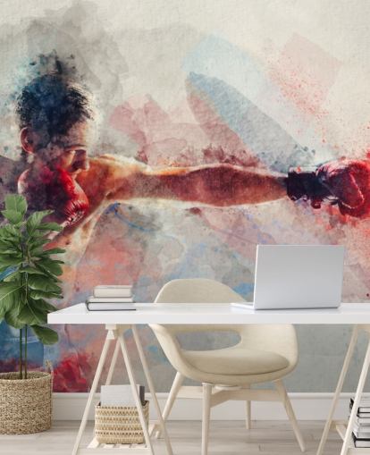 watercolour boxing wall mural called Jab for boxing gyms and teen bedrooms