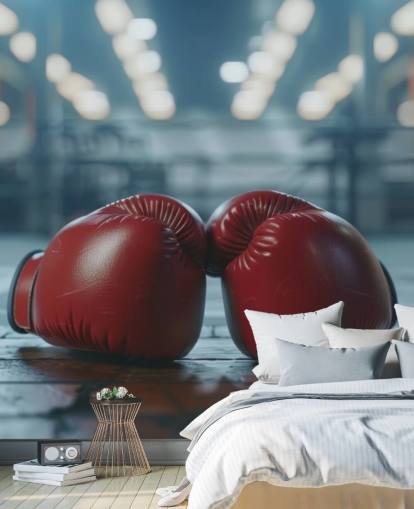 red and gray boxing wall mural called Boxing Gym for gyms and teen bedrooms