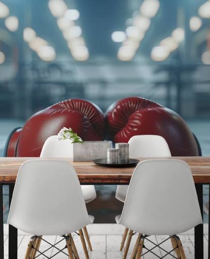 murale di boxe rosso e grigio chiamato Boxing Gym per palestre e camere da letto per adolescenti