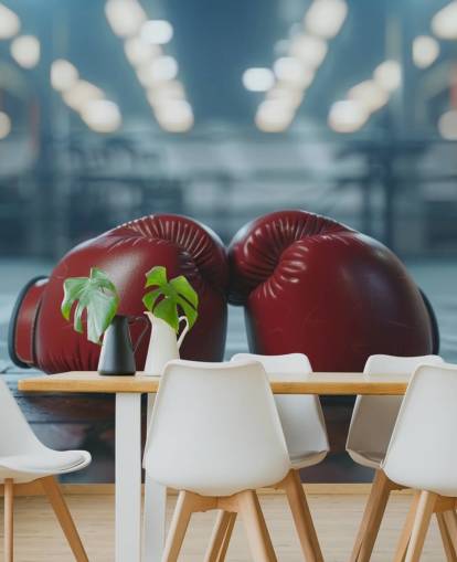 rotes und graues Box-Wandbild namens Boxing Gym für Fitnessstudios und Jugendzimmer