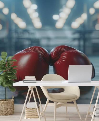 red and grey boxing wall mural called Boxing Gym for gyms and teen bedrooms