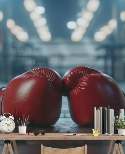 rødt og grått bokseveggmaleri kalt Boxing Gym for treningssentre og tenåringsrom rødt og grått bokseveggmaleri kalt Boxing Gym for treningssentre og tenåringsrom