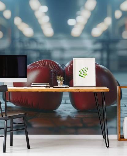 rotes und graues Box-Wandbild namens Boxing Gym für Fitnessstudios und Jugendzimmer