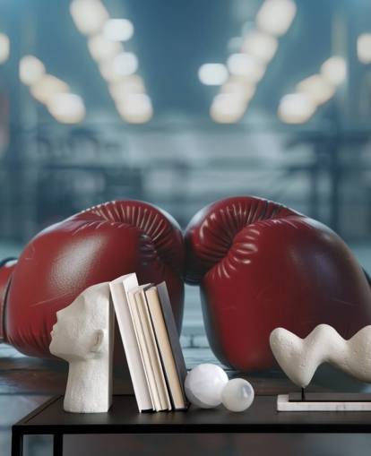 red and grey boxing wall mural called Boxing Gym for gyms and teen bedrooms red and grey boxing wall mural called Boxing Gym for gyms and teen bedrooms