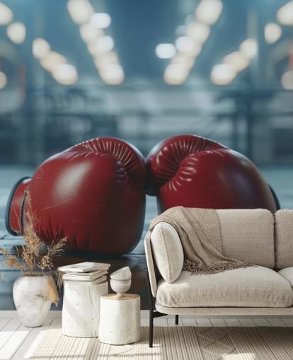 red and gray boxing wall mural called Boxing Gym for gyms and teen bedrooms