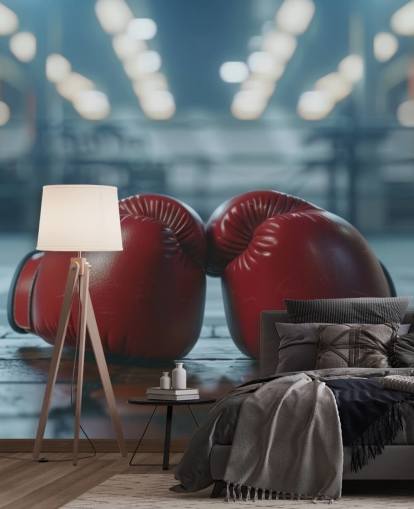 red and gray boxing wall mural called Boxing Gym for gyms and teen bedrooms red and gray boxing wall mural called Boxing Gym for gyms and teen bedrooms