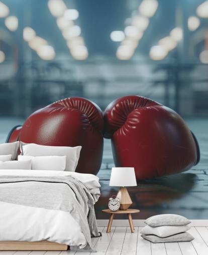 murale di boxe rosso e grigio chiamato Boxing Gym per palestre e camere da letto per adolescenti murale di boxe rosso e grigio chiamato Boxing Gym per palestre e camere da letto per adolescenti
