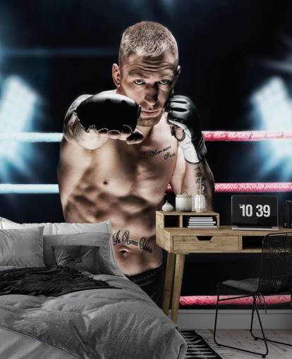 MMA-muurschildering genaamd MMA Punch voor sportscholen