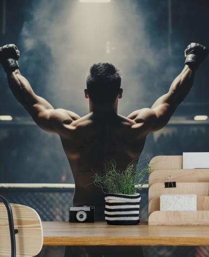 mural de papel pintado de MMA llamado The Winning Moment para gimnasios, oficinas y espacios de entrenamiento
