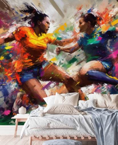 mural colorido con ilustraciones de fútbol llamado Abstract Footballers para hogares, oficinas y escuelas mural colorido con ilustraciones de fútbol llamado Abstract Footballers para hogares, oficinas y escuelas