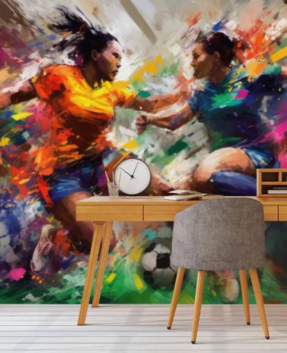 colorful football illustration wallpaper mural called Abstract Footballers for homes, offices and schools