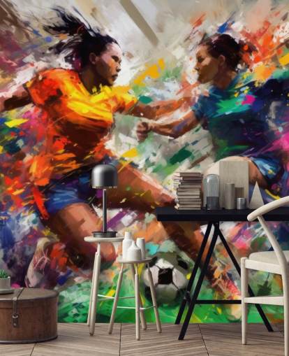 colorful football illustration wallpaper mural called Abstract Footballers for homes, offices and schools colorful football illustration wallpaper mural called Abstract Footballers for homes, offices and schools