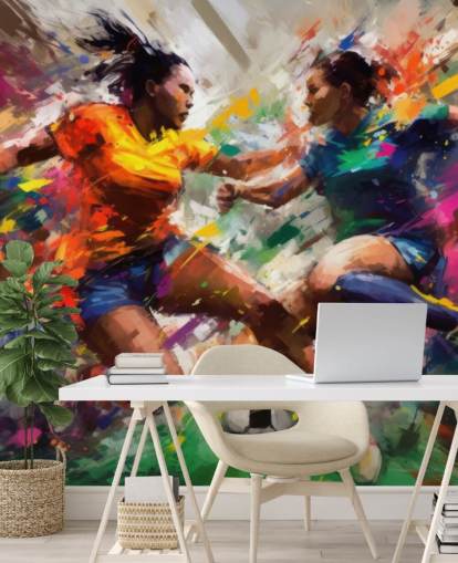 colorful football illustration wallpaper mural called Abstract Footballers for homes, offices and schools