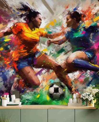 colorful football illustration wallpaper mural called Abstract Footballers for homes, offices and schools colorful football illustration wallpaper mural called Abstract Footballers for homes, offices and schools