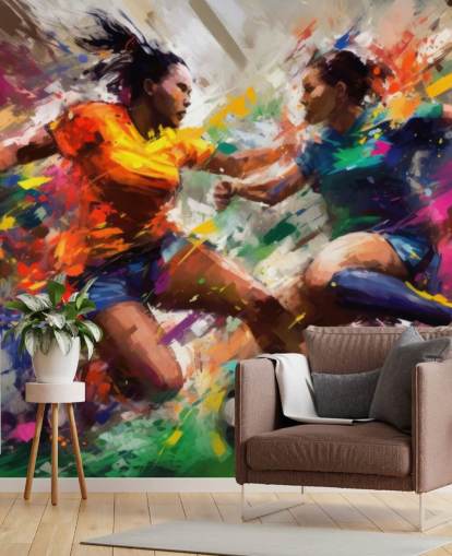 colourful football illustration wallpaper mural called Abstract Footballers for homes, offices and schools colourful football illustration wallpaper mural called Abstract Footballers for homes, offices and schools