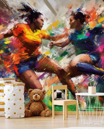 colourful football illustration wallpaper mural called Abstract Footballers for homes, offices and schools colourful football illustration wallpaper mural called Abstract Footballers for homes, offices and schools