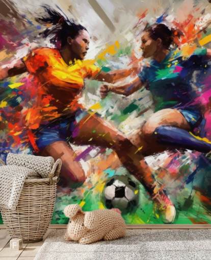 colorful football illustration wallpaper mural called Abstract Footballers for homes, offices and schools