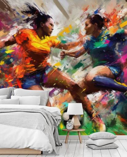 colorful football illustration wallpaper mural called Abstract Footballers for homes, offices and schools