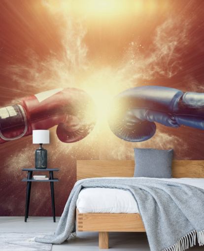 mural rojo y azul de boxeo llamado Respect for gyms and teen bedrooms 