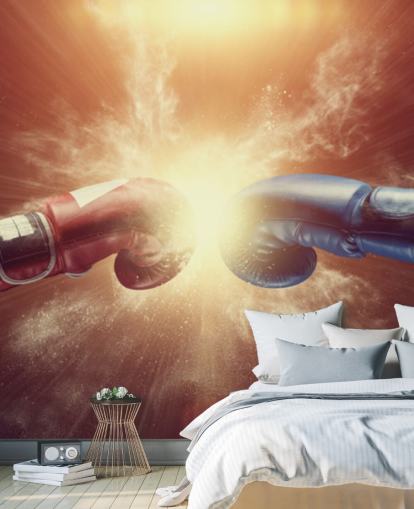 red and blue boxing wallpaper mural called Respect for gyms and teen bedrooms 