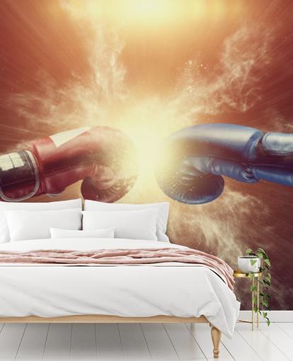 red and blue boxing wallpaper mural called Respect for gyms and teen bedrooms 