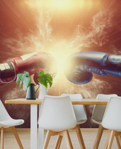 red and blue boxing wallpaper mural called Respect for gyms and teen bedrooms 