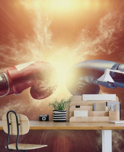 red and blue boxing wallpaper mural called Respect for gyms and teen bedrooms 