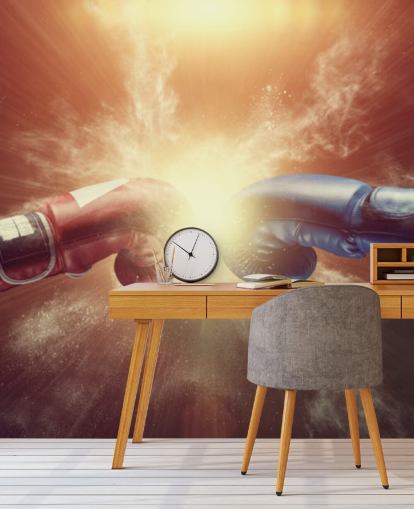 red and blue boxing wallpaper mural called Respect for gyms and teen bedrooms 