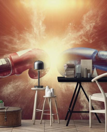 mural rojo y azul de boxeo llamado Respect for gyms and teen bedrooms mural rojo y azul de boxeo llamado Respect for gyms and teen bedrooms