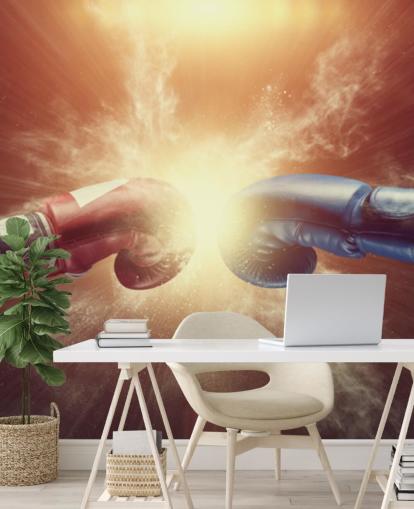 mural rojo y azul de boxeo llamado Respect for gyms and teen bedrooms mural rojo y azul de boxeo llamado Respect for gyms and teen bedrooms