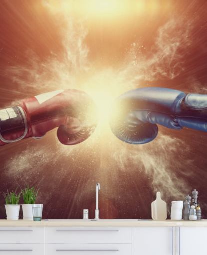 red and blue boxing wallpaper mural called Respect for gyms and teen bedrooms 